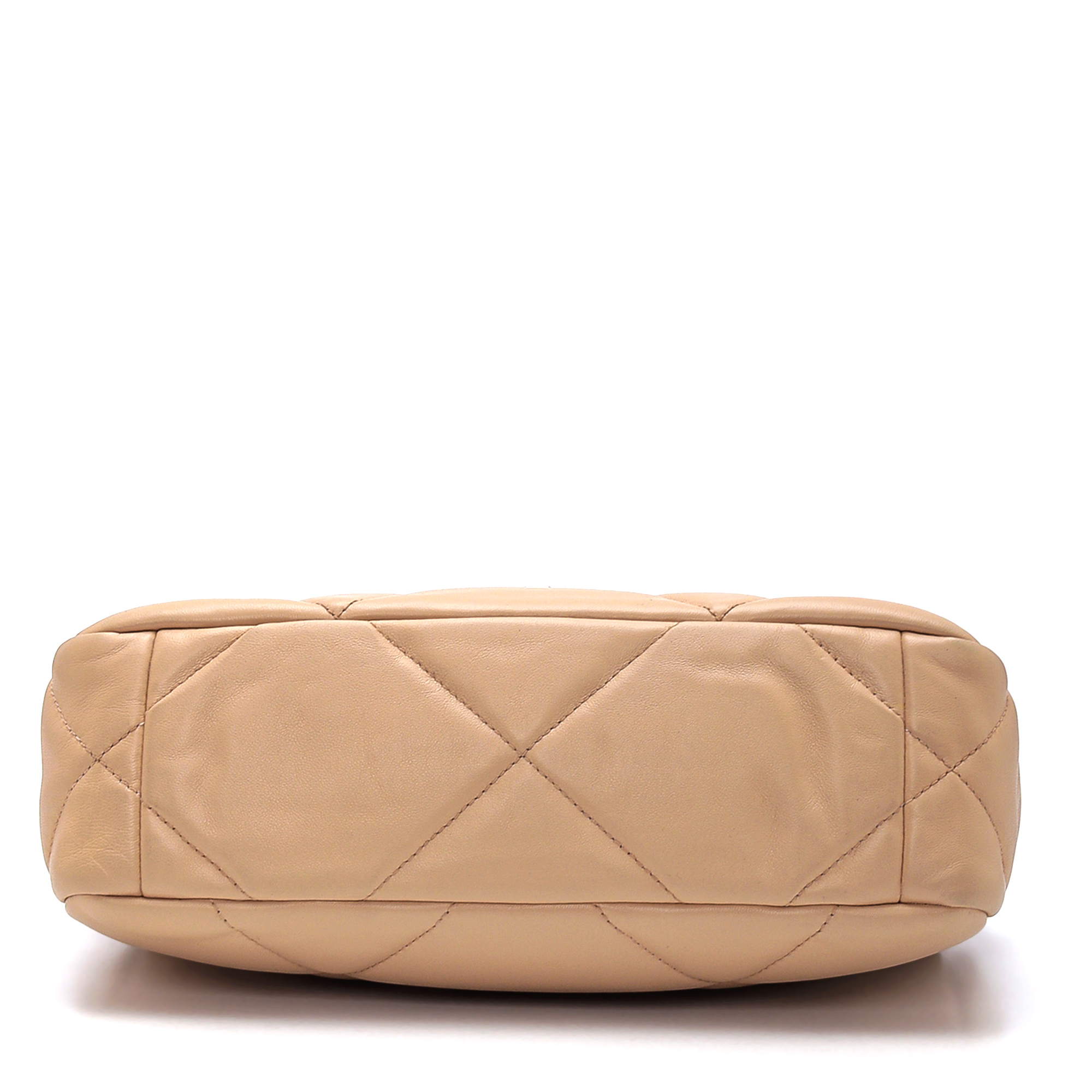 Chanel - Beige Quilted Lambskin Leather Medium No19 Bag